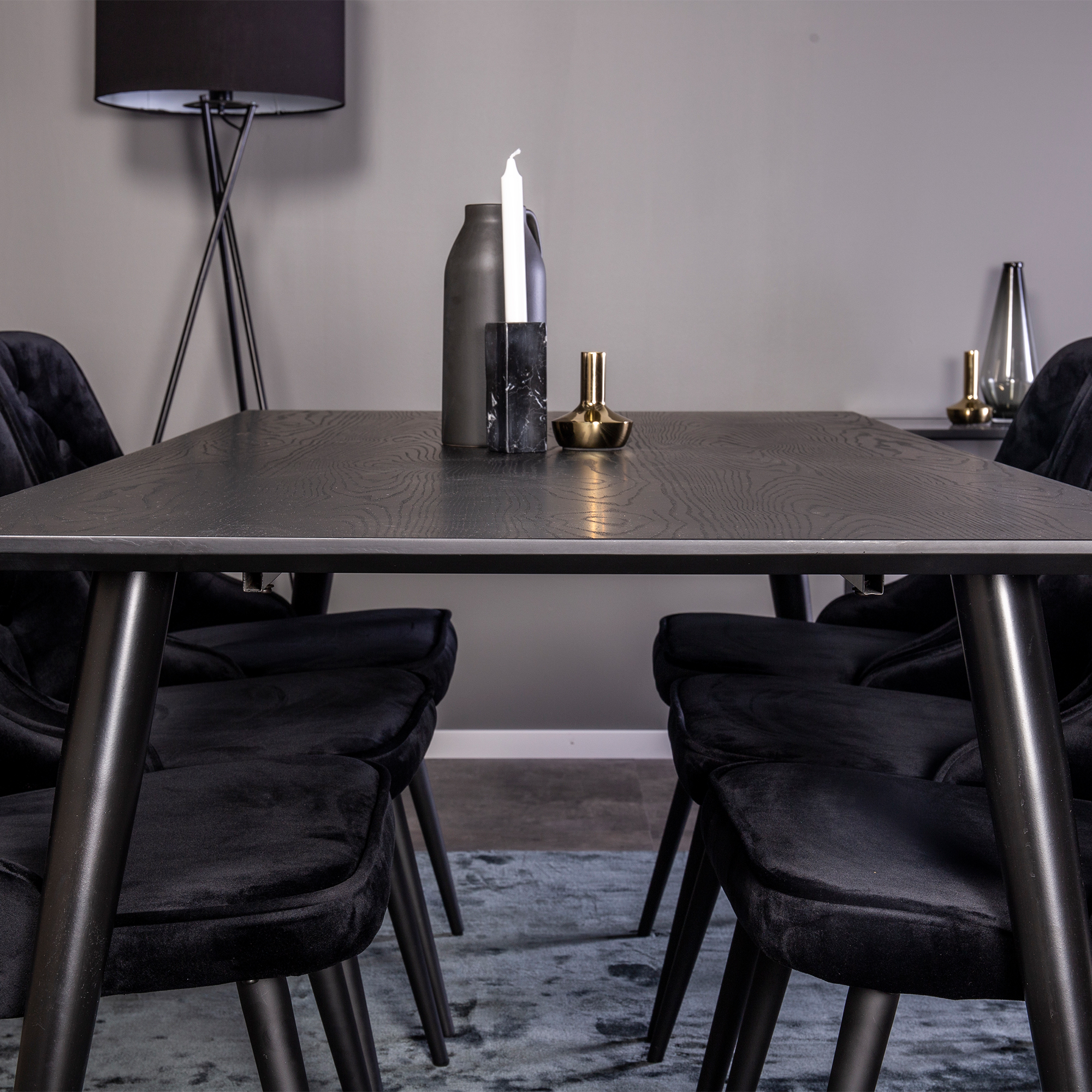 Spisegruppe Venture Home Dipp med 6 Velvet Deluxe Fløyel Stoler