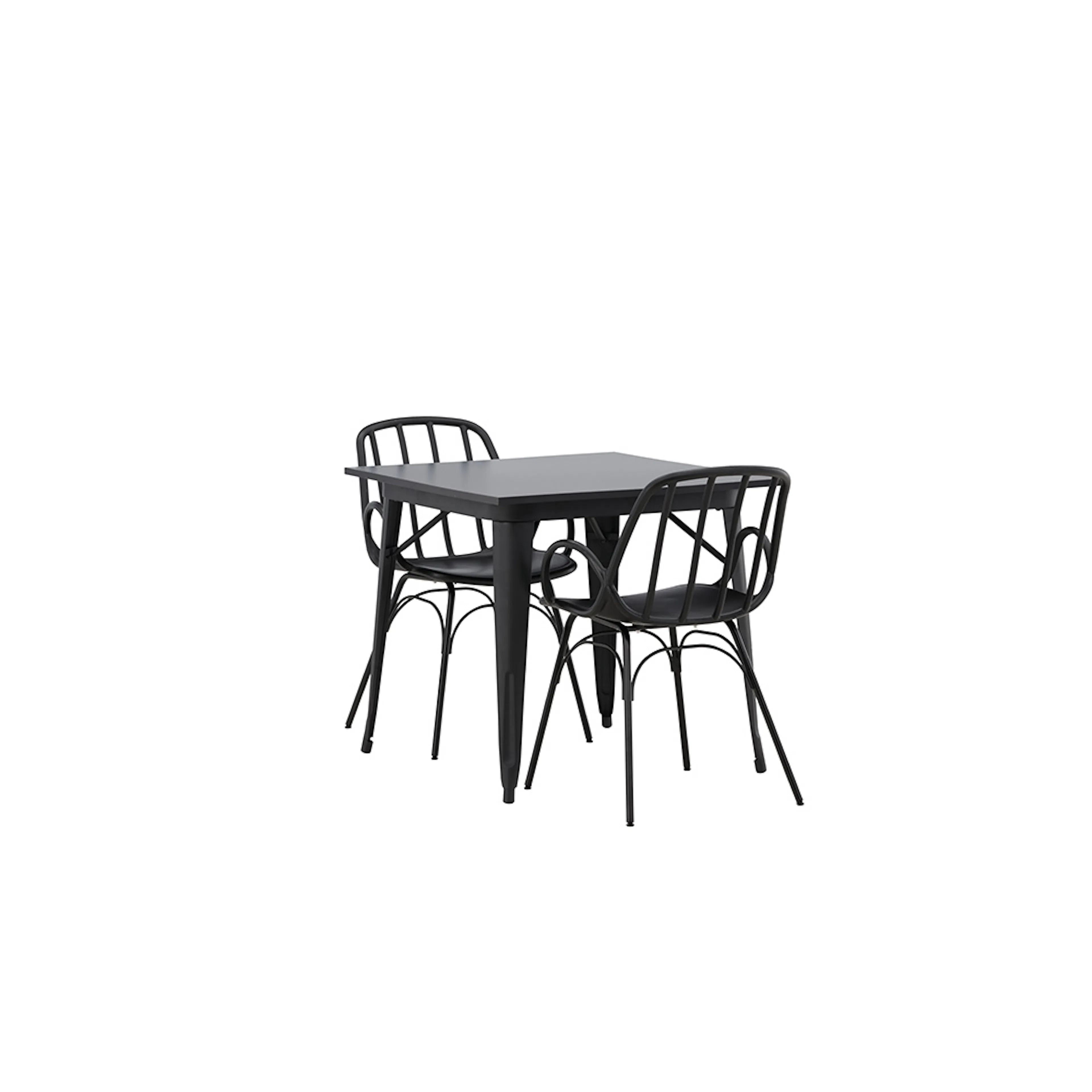 Tempe Dining Table - Black / Black MDF +Dyrön Dining Chair - Sort