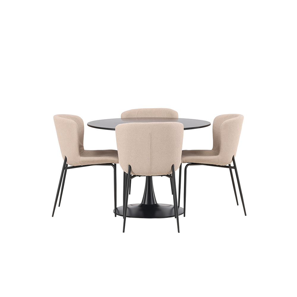 Spisegruppe Venture Home Glade Ø 100 cm med 4 Modesto Stoler