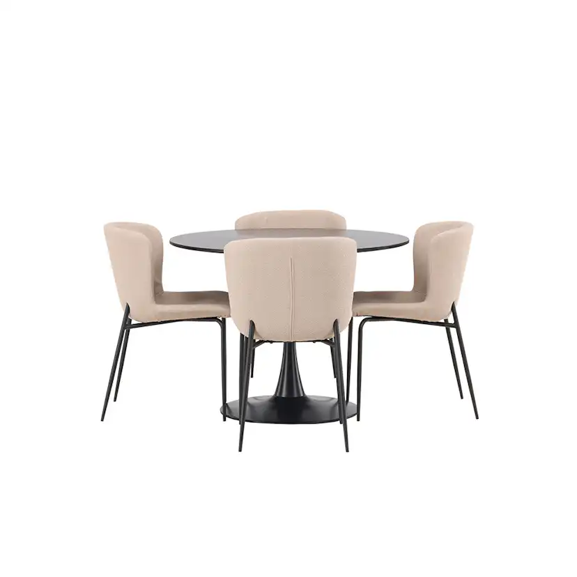 Spisegruppe Venture Home Glade Ø 100 cm med 4 Modesto Stoler