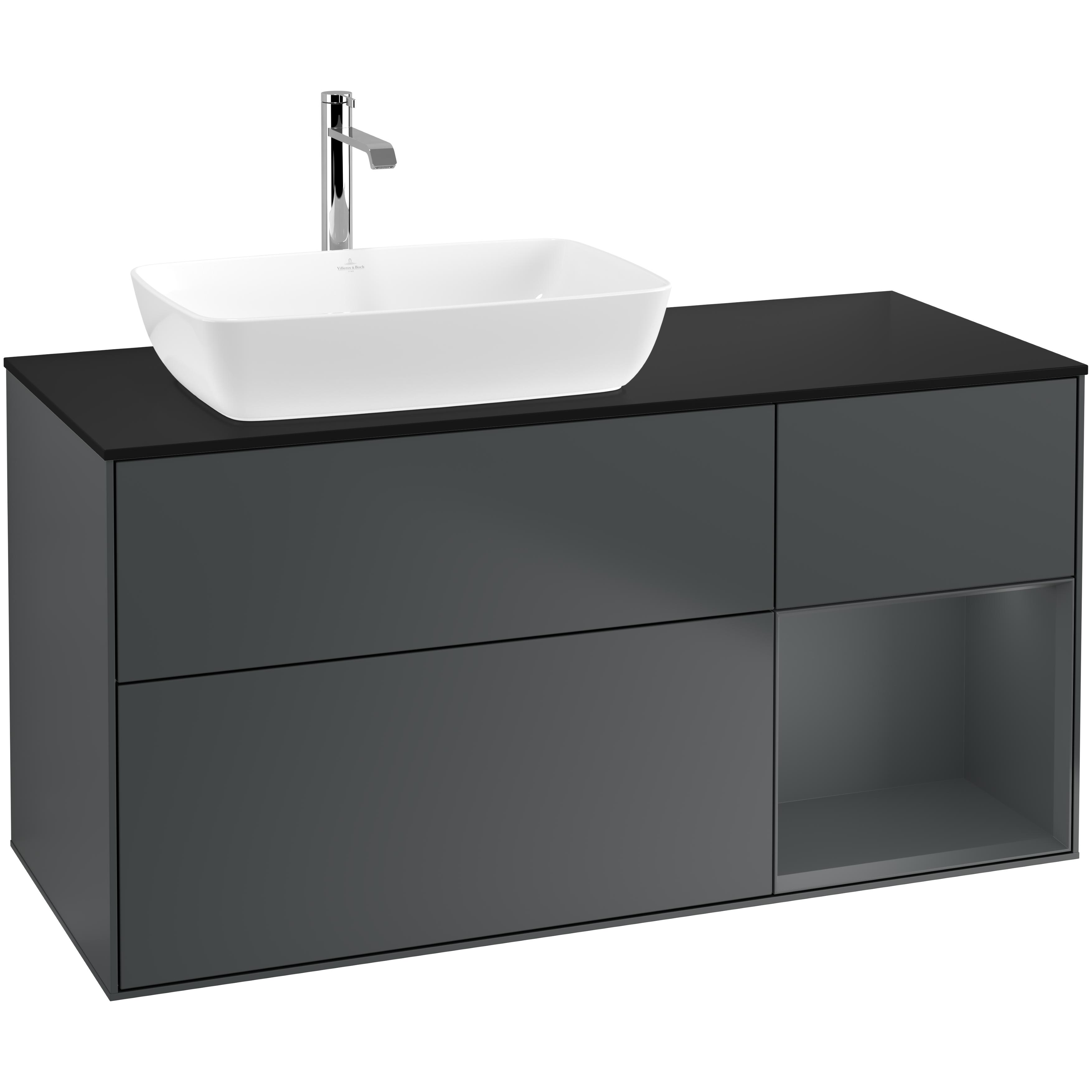 Tvättställsskåp Villeroy & Boch Finion med 3 Lådor Hylla och Bänkskiva för Ocentrerat Tvättställ från Artis & Collaro