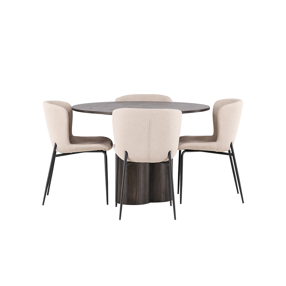 Spisegruppe Venture Home Olivia Ø 110 cm med 4 Modesto Stoler