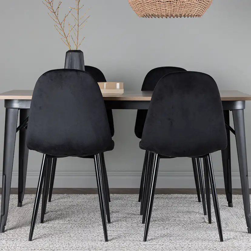 Spisegruppe Venture Home Tempe 140 cm med 4 Polar Stoler Fløyel