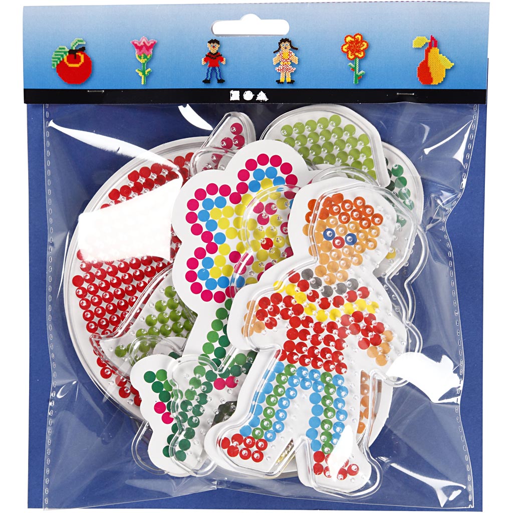 Perleplate Creativ Company 2 Blomster Jente Gutt Eple og Pære Str 8,5x14-14x16 cm 6 St/1 Pk