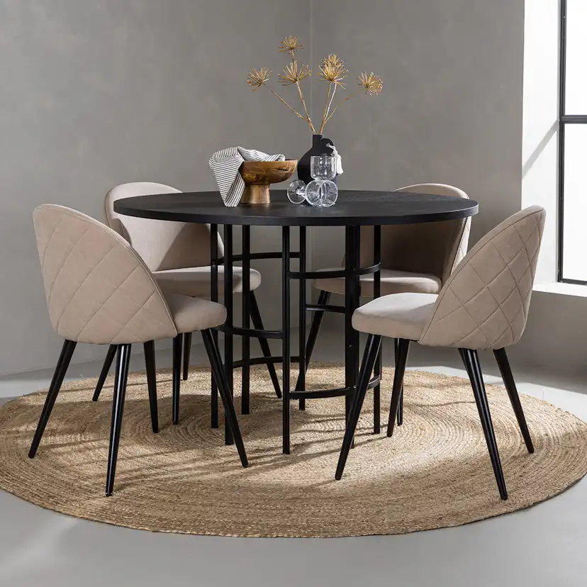 Spisegruppe Venture Home Copenhagen med 4 Velvet Stitches Stoler