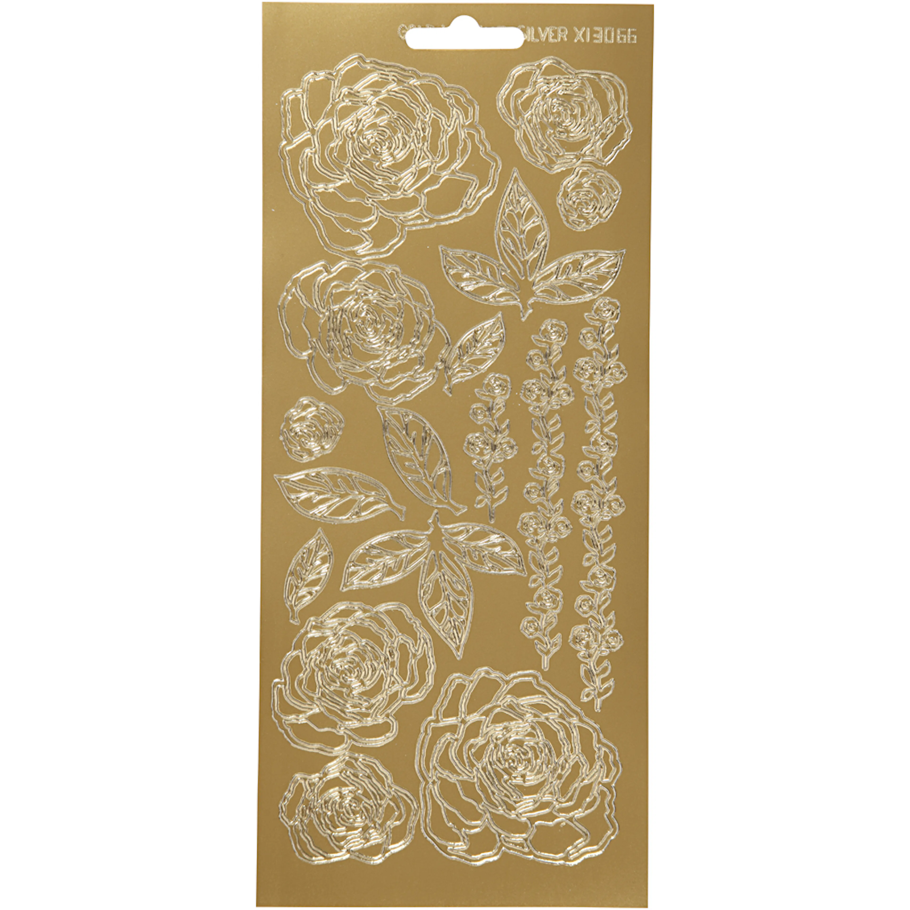 Stickers, guld, rosor, 10x23 cm, 1 ark Guld