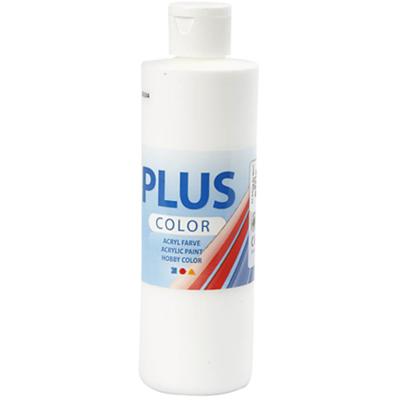 Plus Color hobbyfärg, vit, 250 ml/ 1 flaska White