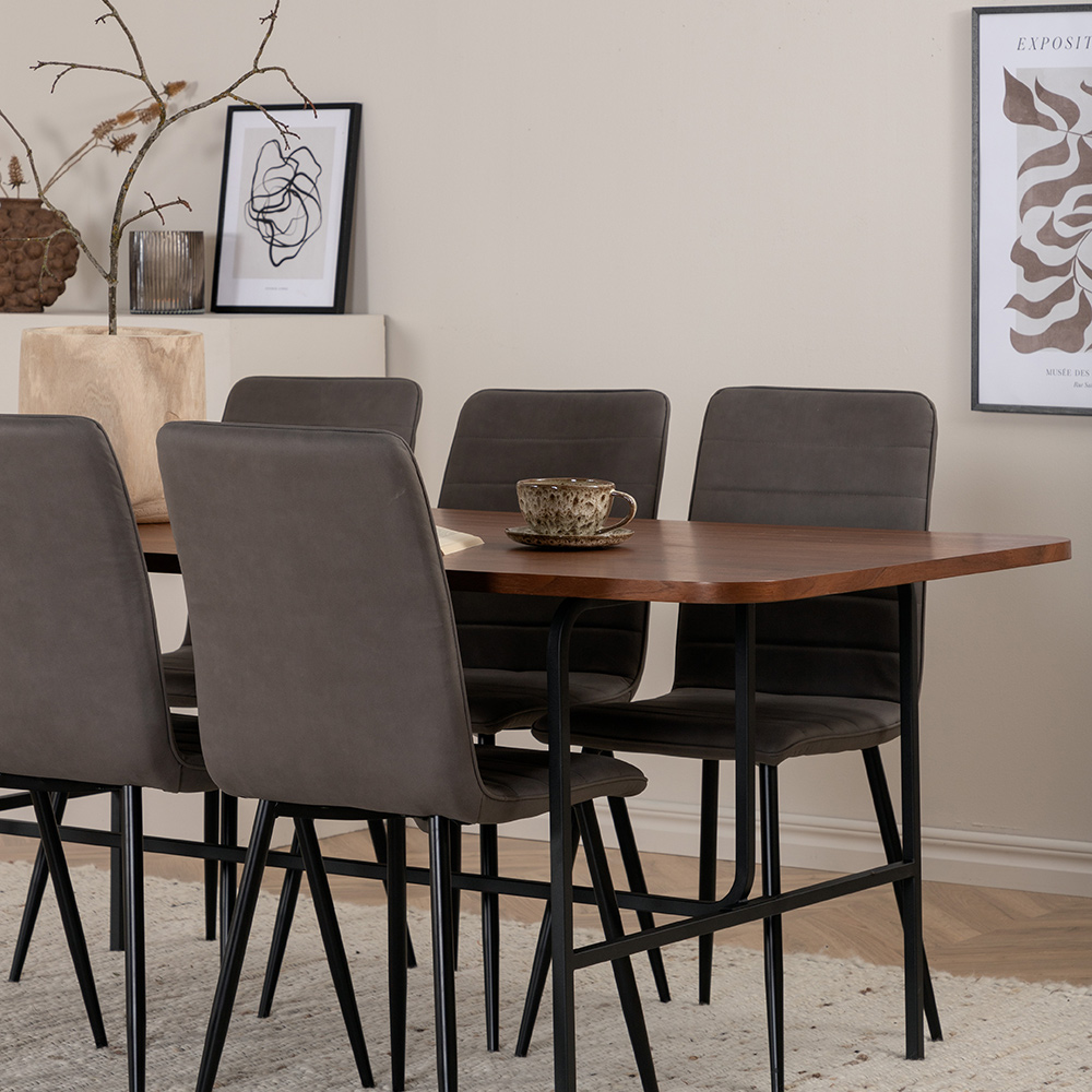 Spisegruppe Venture Home Chicago Spisebord og Walerina Spisestol Brun