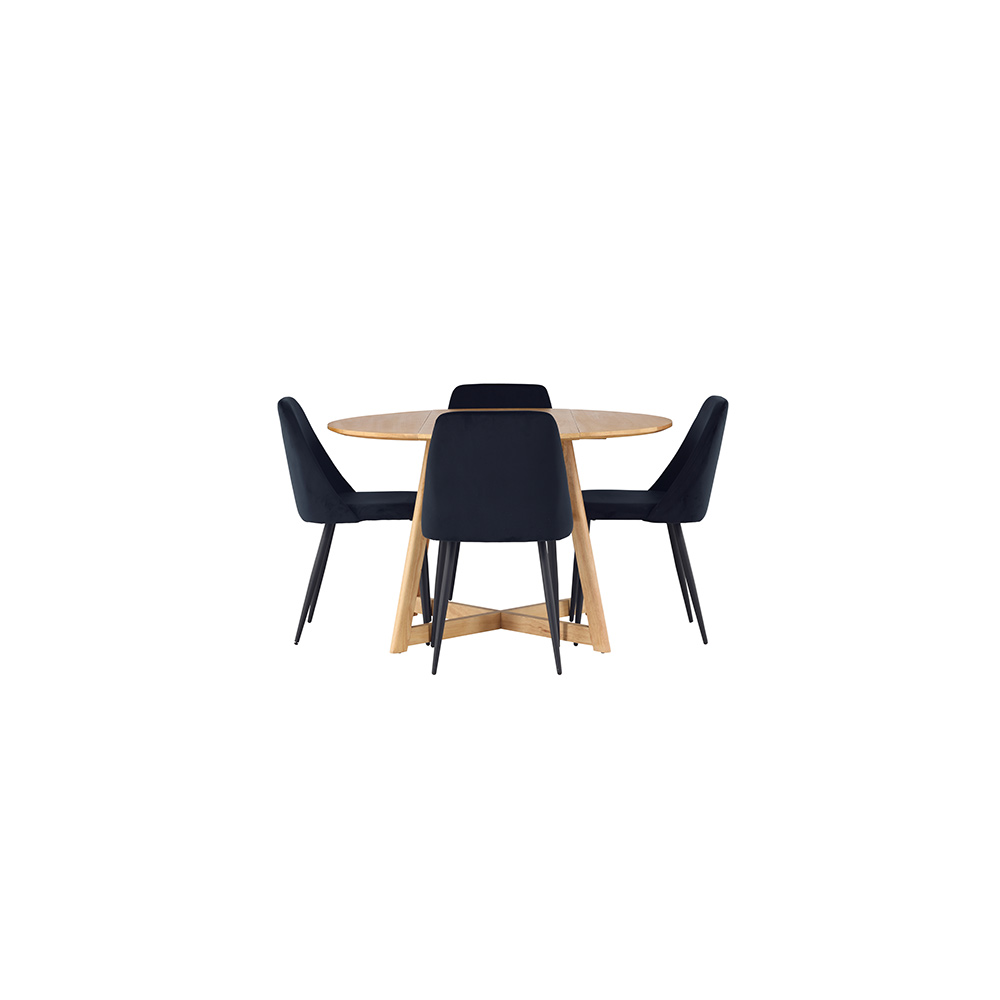 Spisegruppe Venture Home Yakidon Ø120 cm med 4 stk Night Stoler
