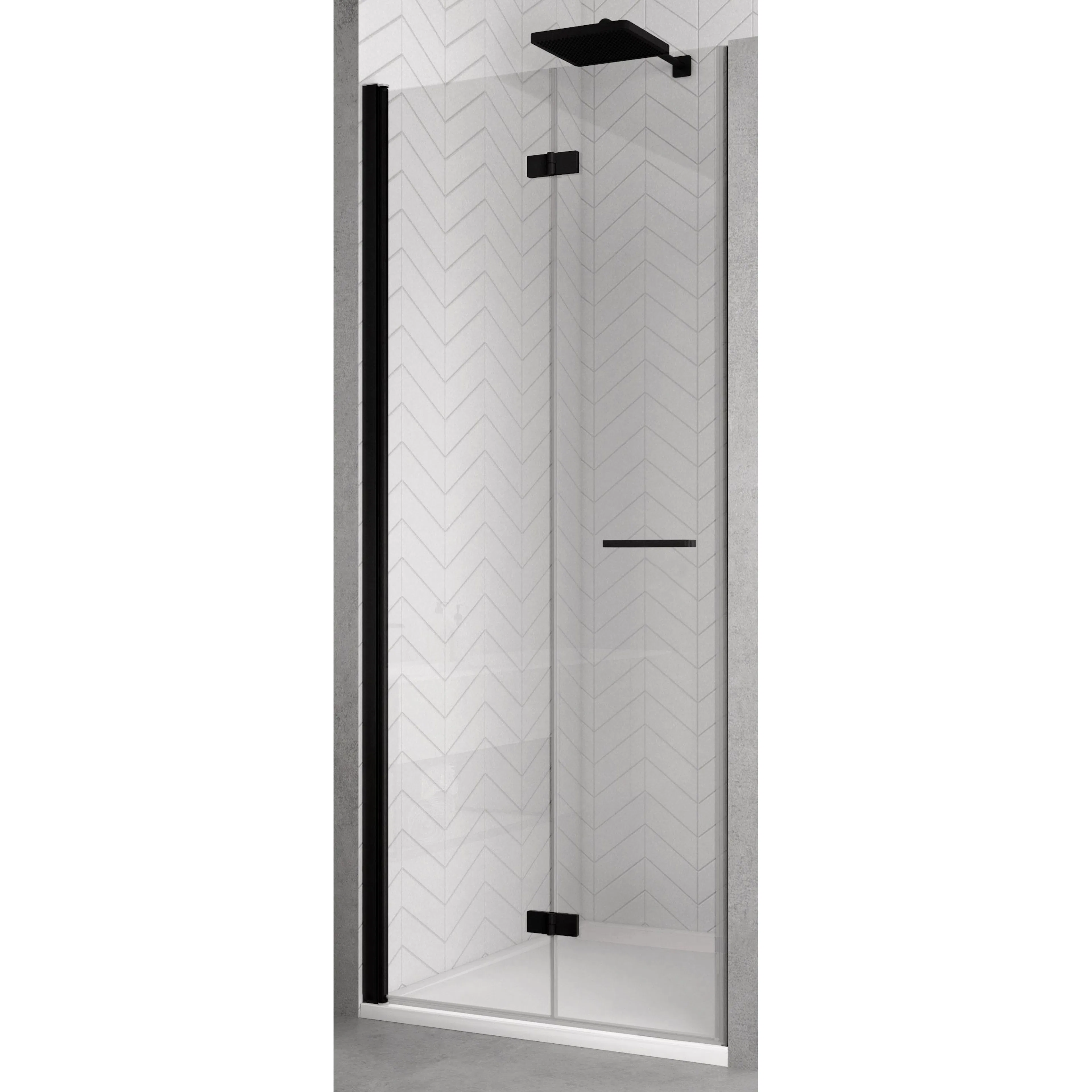 Solino Dusch Vikbar slagdörr 90 Klarglas/Mattsvart Vänster B: 900 mm, Profil: Mattsvart, Hägning: Vänster