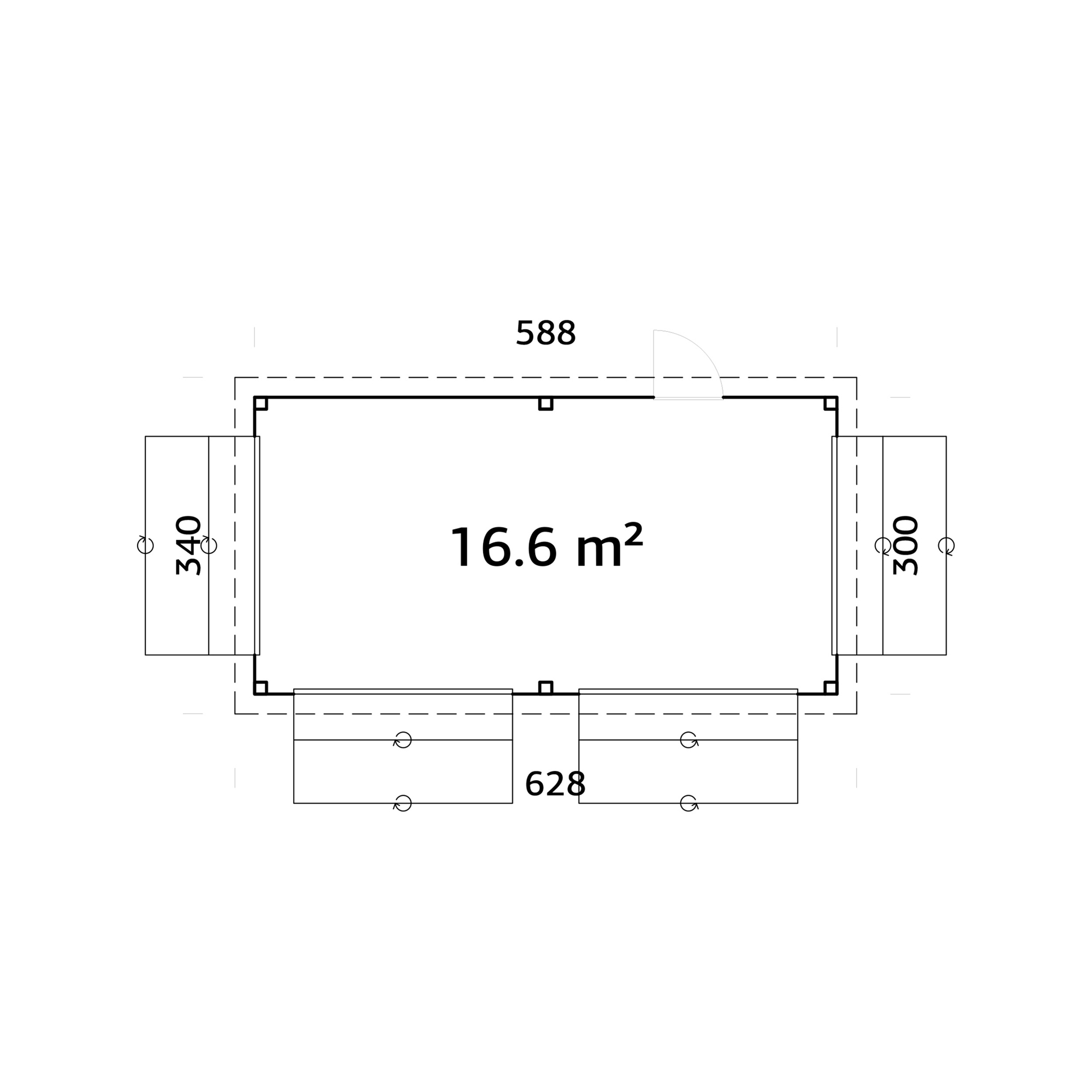 Lenna kiosk 16,6 m2 Set 312 Ubehandlet Tre