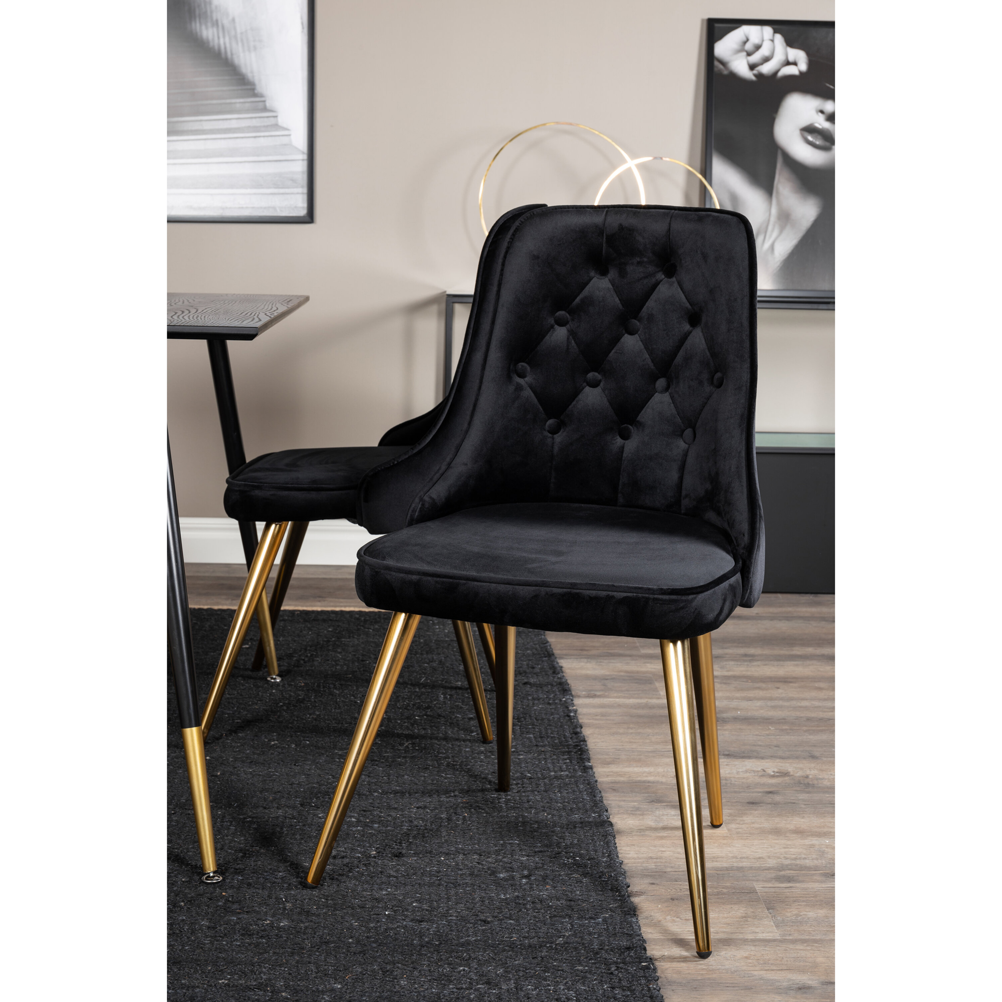 Spisegruppe Venture Home Dipp med 4 Velvet Deluxe Stoler