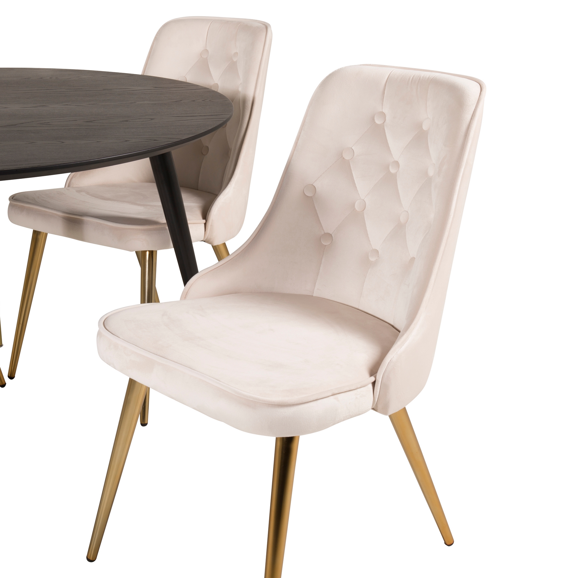 Spisegruppe Venture Home Dipp Ø115 cm med 4 Velvet Deluxe Stoler
