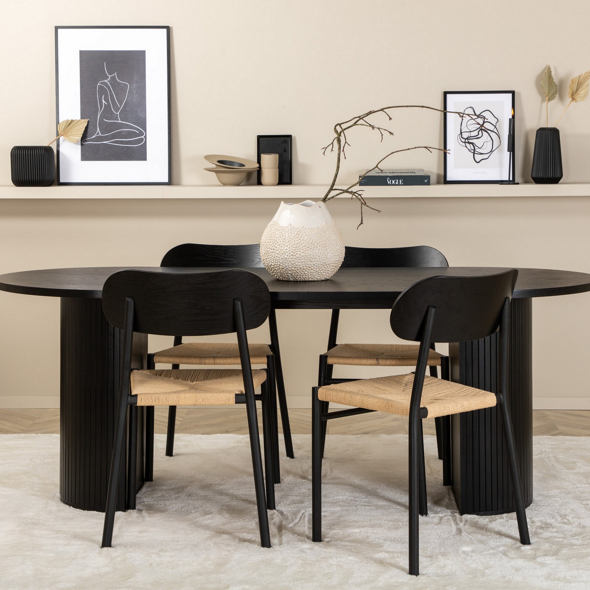 Spisegruppe Venture Home Bianca Oval med 4stk Polly Stoler
