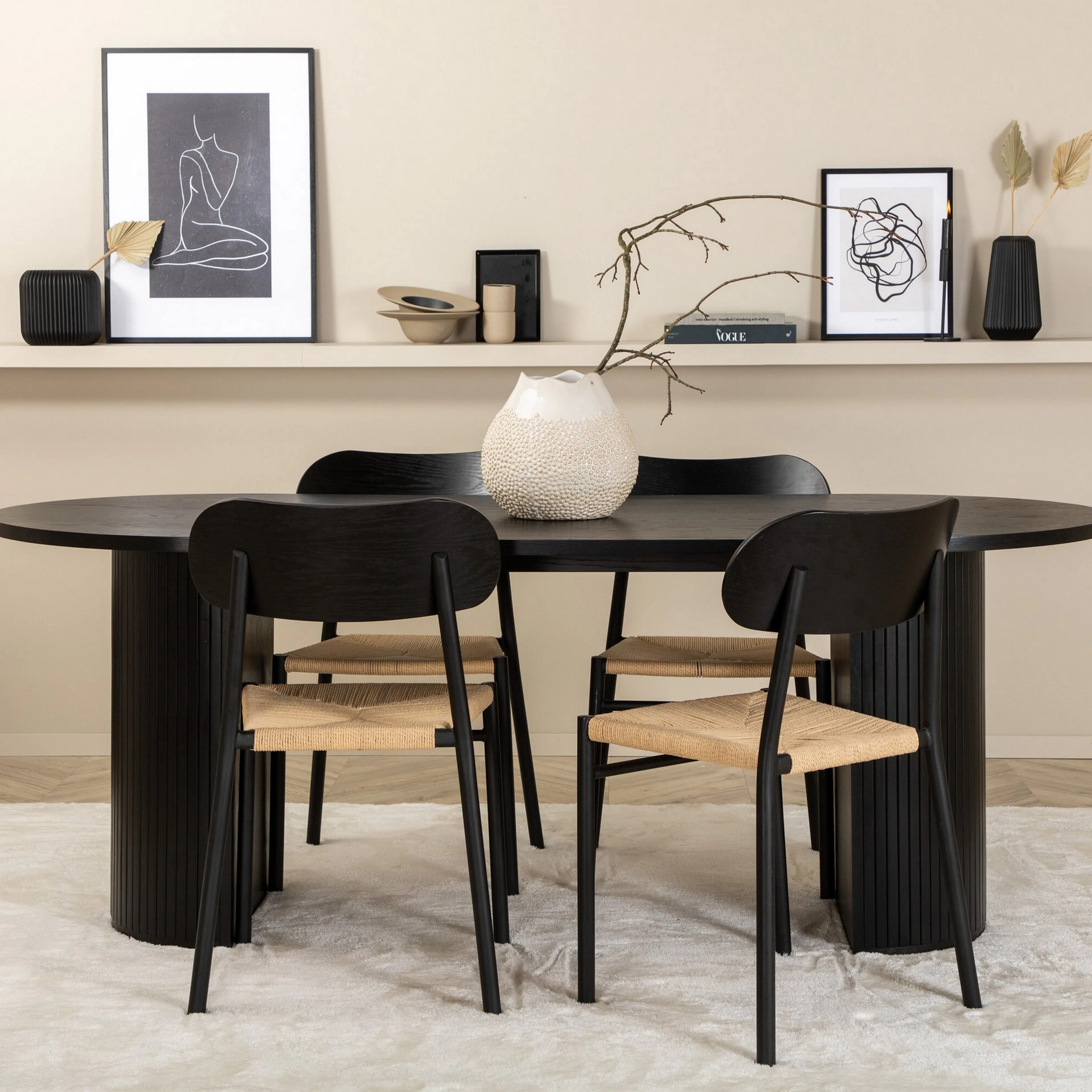 Spisegruppe Venture Home Bianca Oval med 4stk Polly Stoler