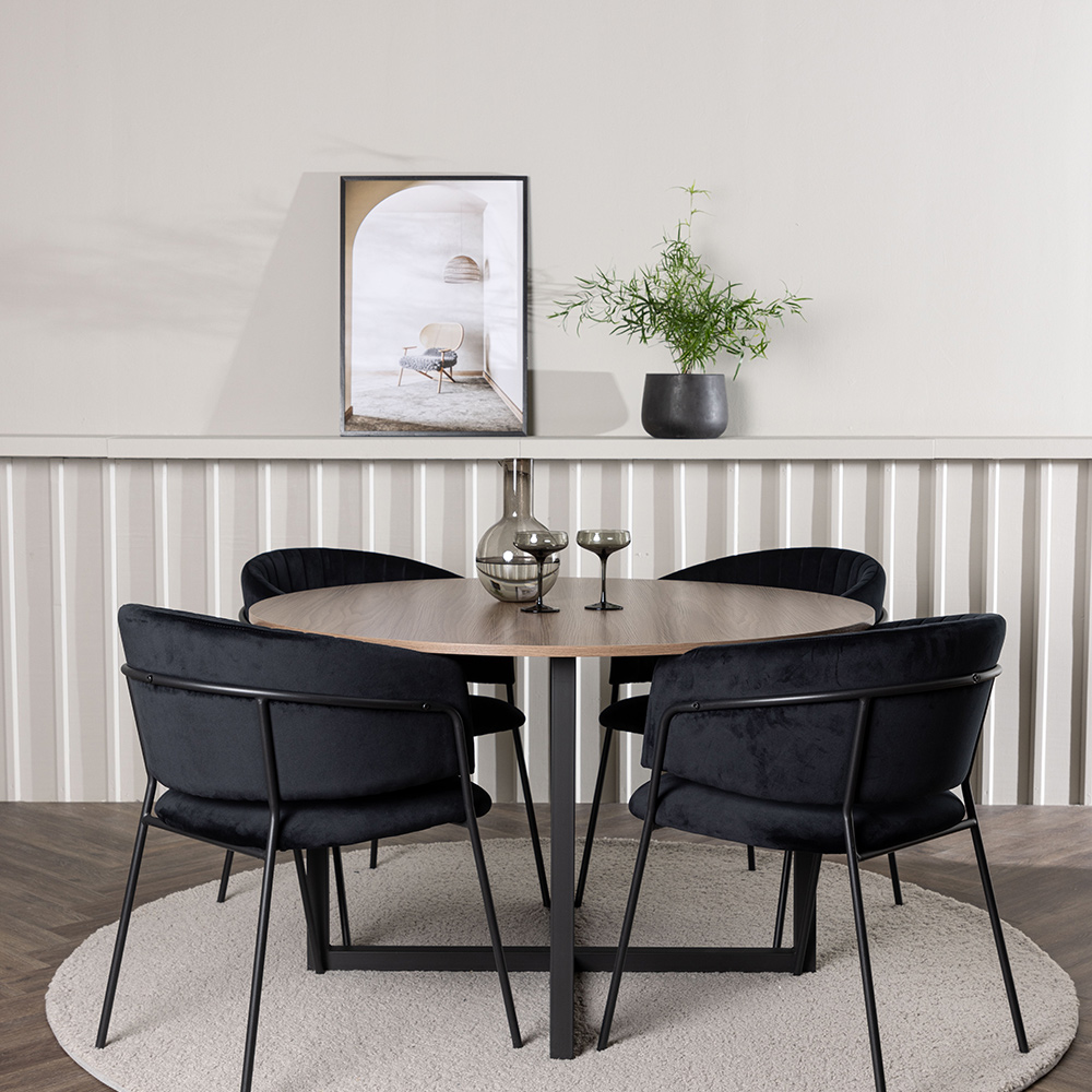 Spisegruppe Venture Home Durango Ø120 cm med 4 stk Selma Stoler