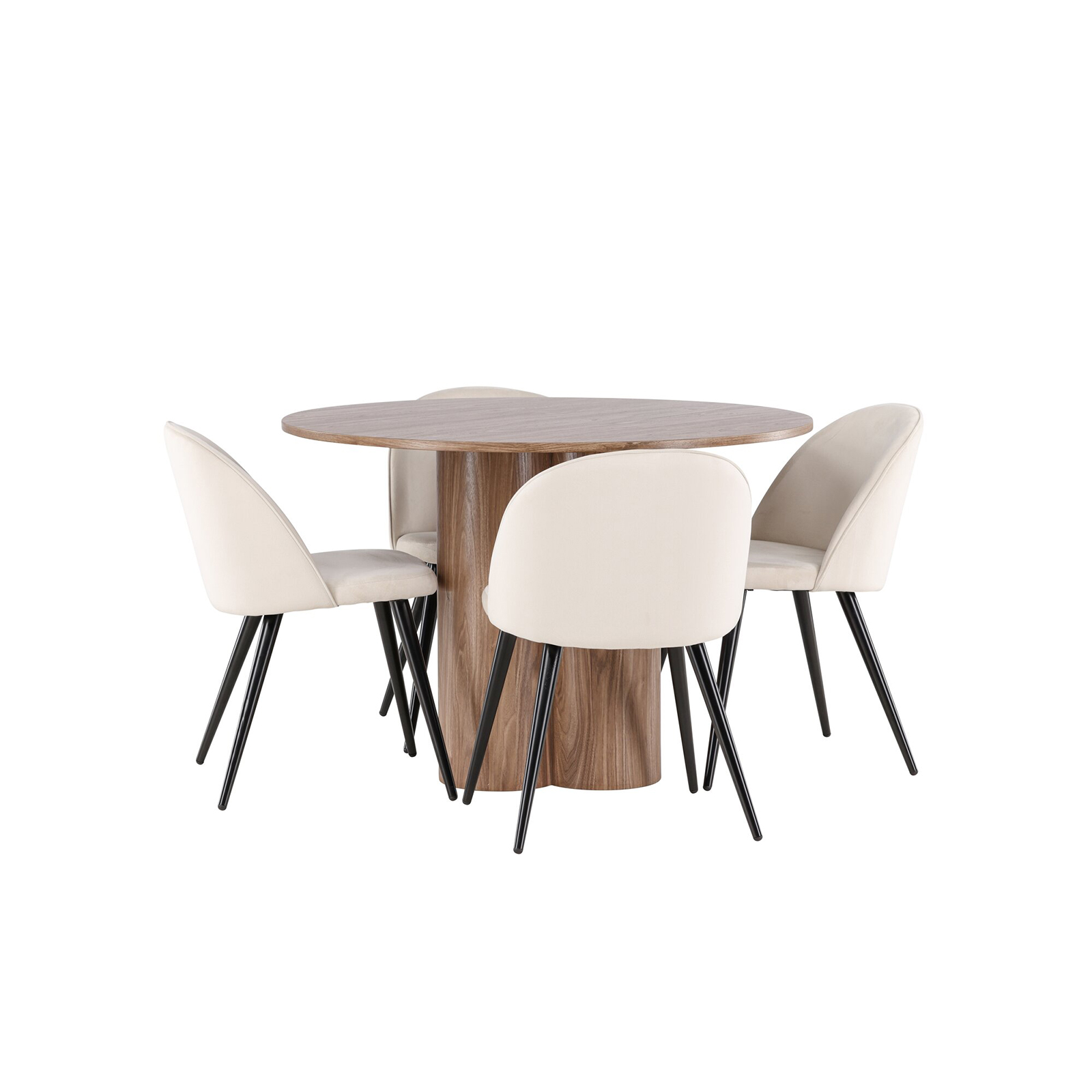 Spisegruppe Venture Home Olivia Ø110 med 4 stk Velvet Stoler