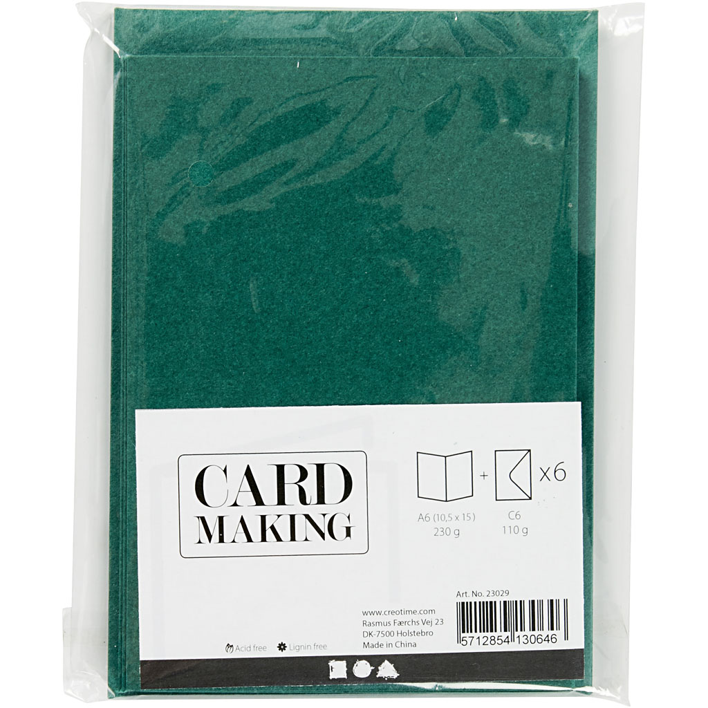 Kort Creativ Company og Konvolutt Glitter Kortstr 10,5x15 cm Konvstr 11,5x16,5 cm 4 sett/1 Pk