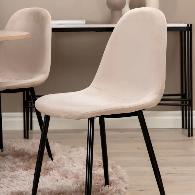 Spisegruppe Venture Home Bianca Rund Benhvit med 4 Pobbie Stoler