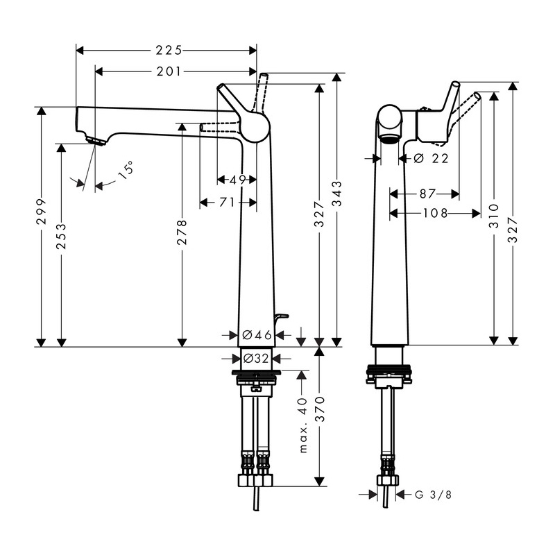 Servantbatteri Hansgrohe Talis S 250