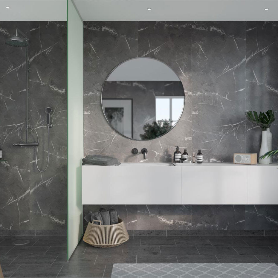 Baderomspanel Fibo Black Marble 2272-M00 S