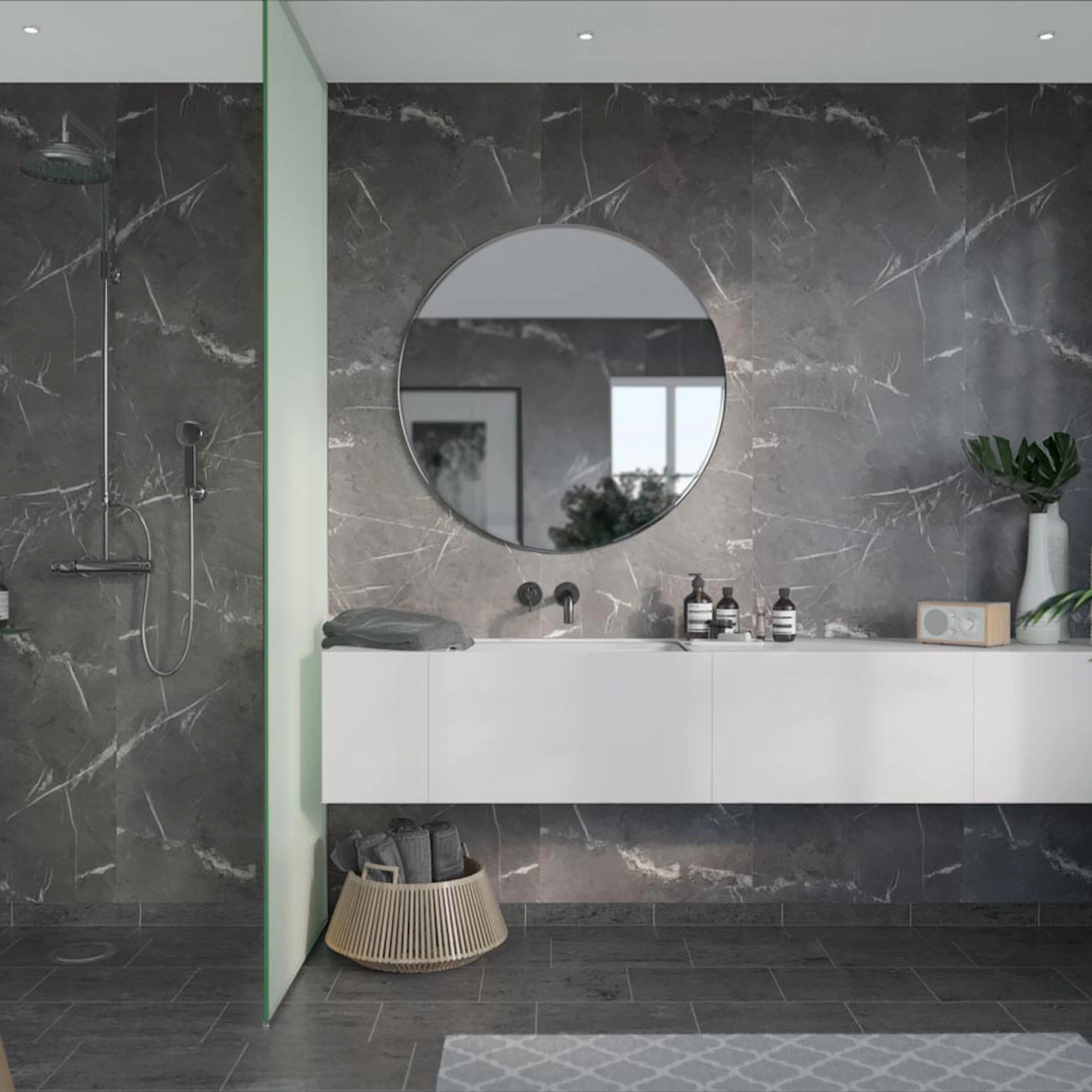 Baderomspanel Fibo Black Marble 2272-M00 S