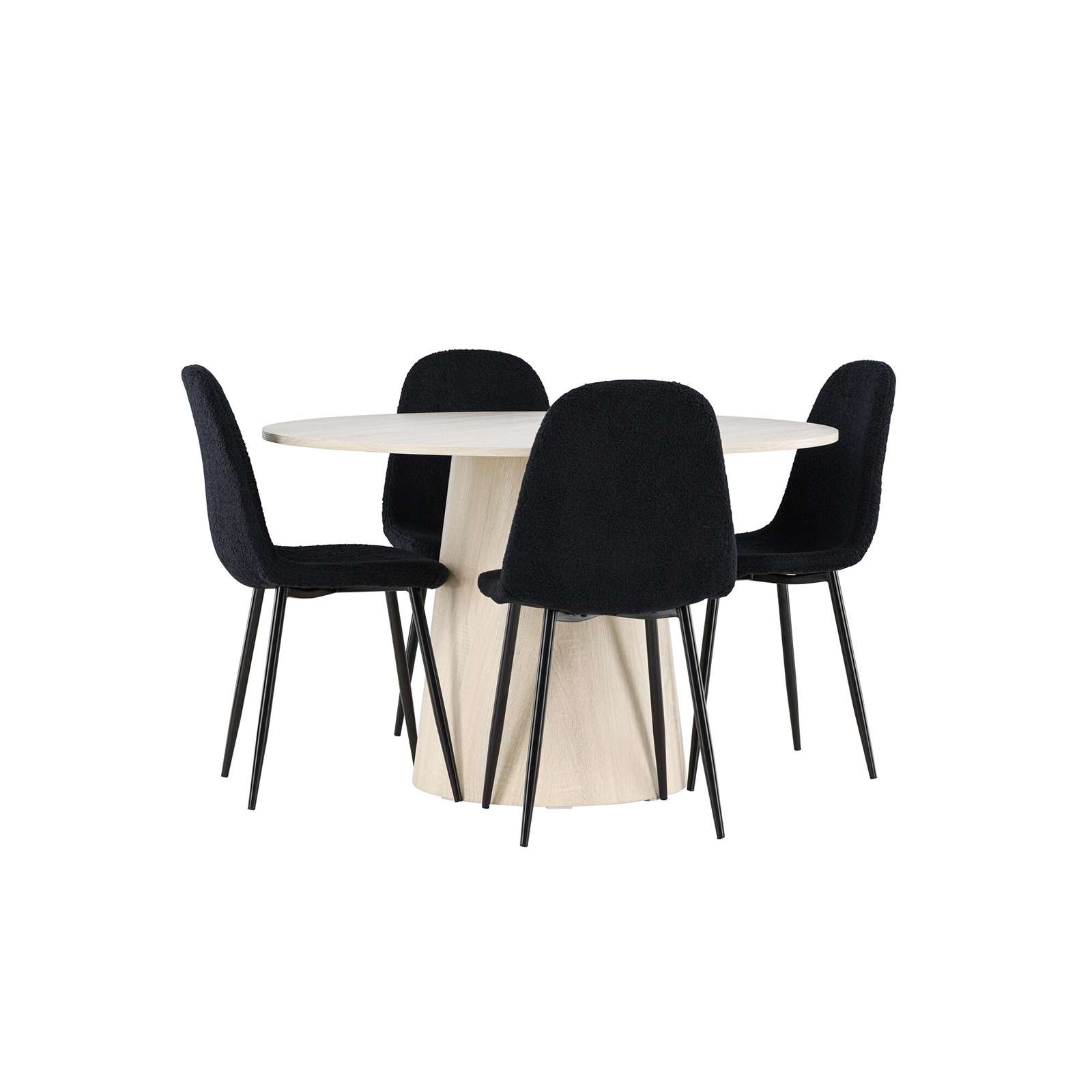 Spisegruppe Venture Home Lanzo Ø120 med 4 stk Polar Stoler Teddy