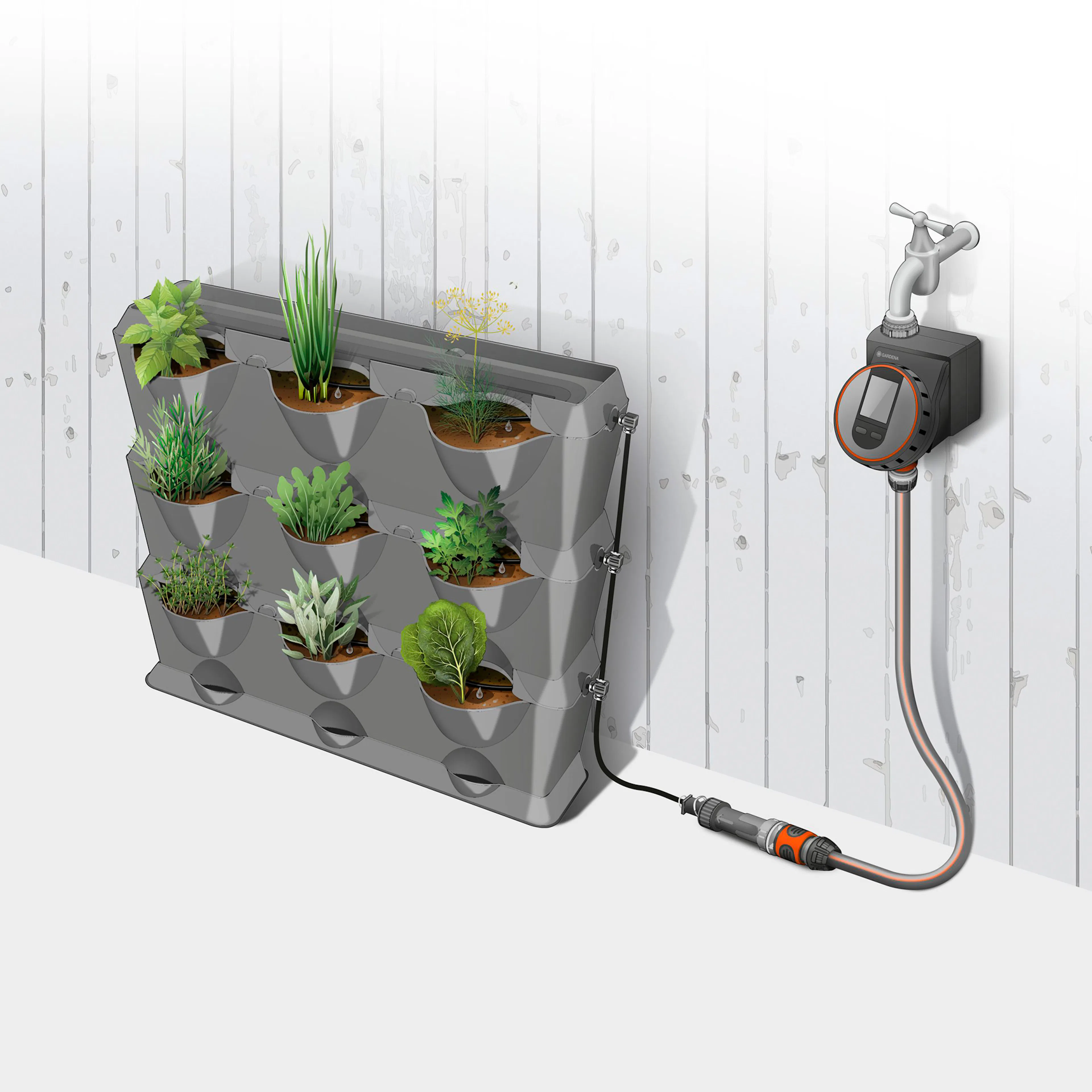 Vanningssett Gardena Nature Up! til Vertikale Planteholdere
