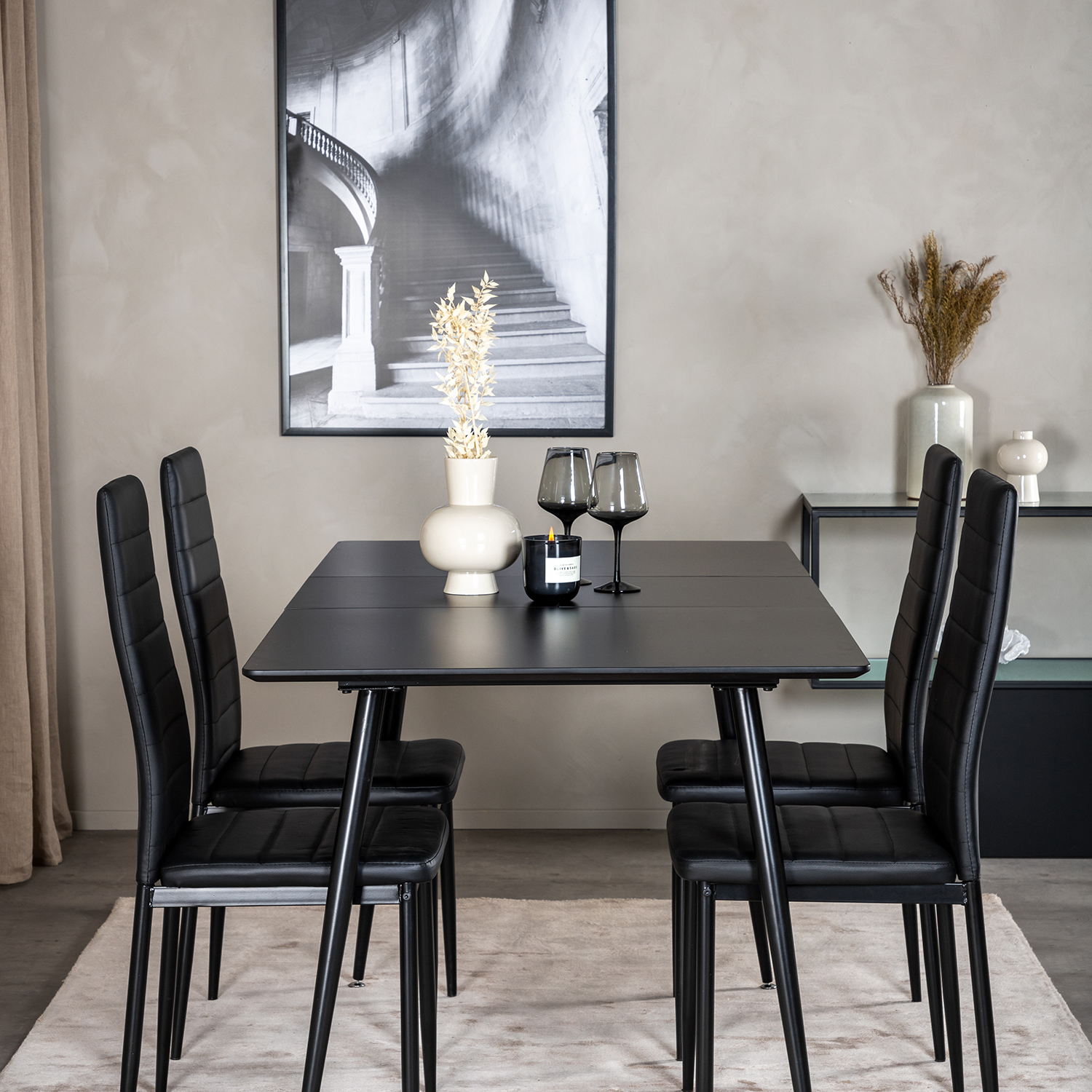Spisegruppe Venture Home Silvia med Innleggsplate og 4 Sly Stoler