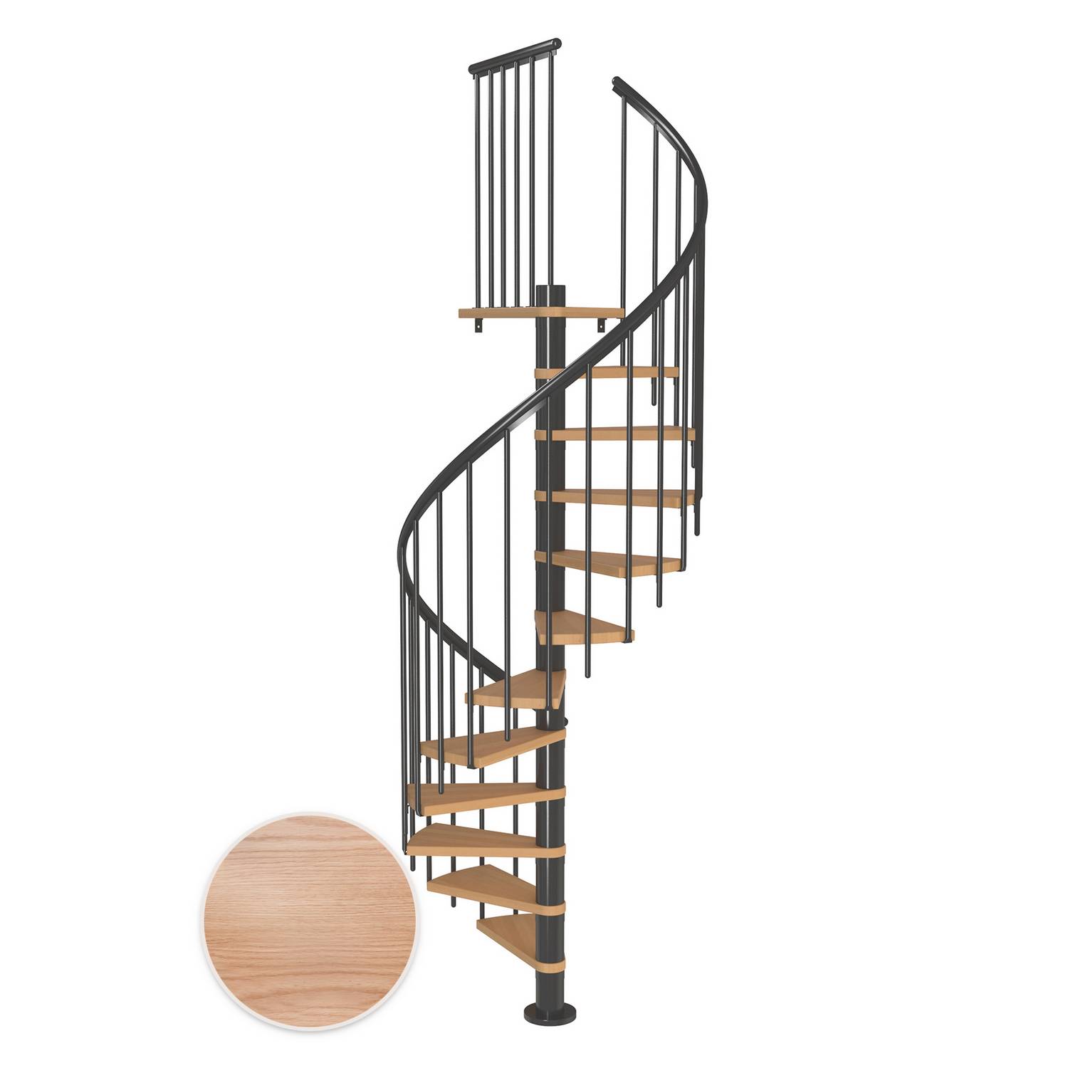 MONTREAL ek multiplex antracit CLASSIC3 11T Ø120 Antrasitt, D: 1200 mm, Høyde gulv til gulv: 2460-2820 mm, 11+1 trinn