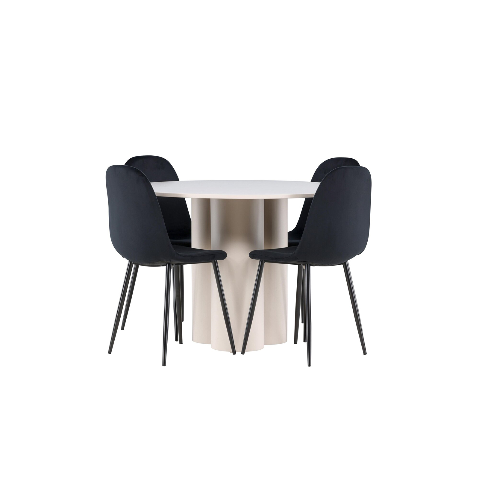 Spisegruppe Venture Home Olivia Ø110 med 4 stk Polar Stoler Fløyel