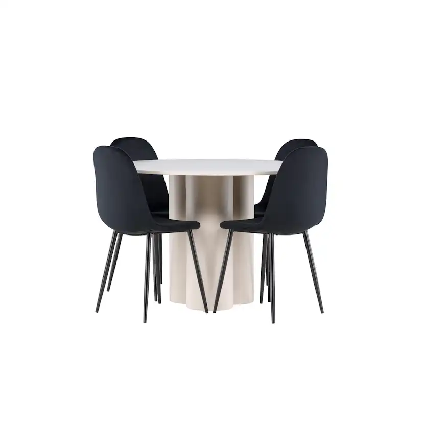 Spisegruppe Venture Home Olivia Ø110 med 4 stk Polar Stoler Fløyel