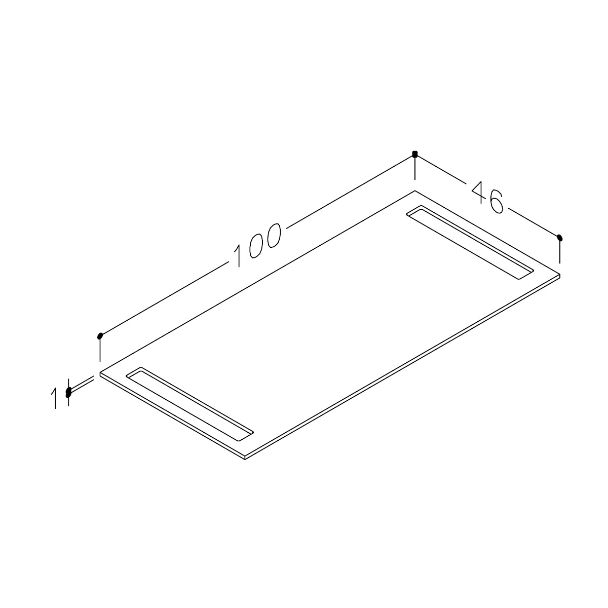 Benkeplate 100 HPL med håndkleholder begge sider, sort antra Svart Antrasitt, LxB: 1000x460 mm
