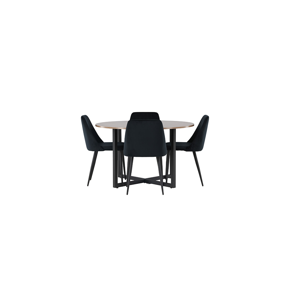 Spisegruppe Venture Home Durango Ø120 cm med 4 stk Night Stoler
