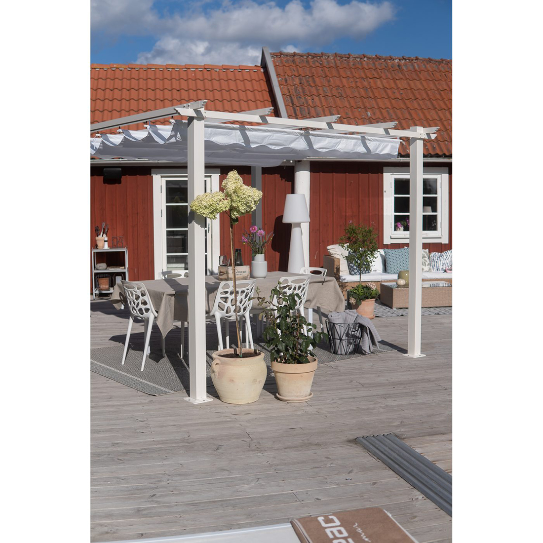 Pergola 3x3 m Vit Hvit/Hvit