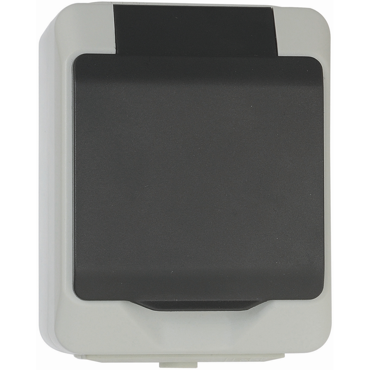 Stikkontakt Malmbergs Nordic 1-Veis m/Lokk IP44 Grå/Sort