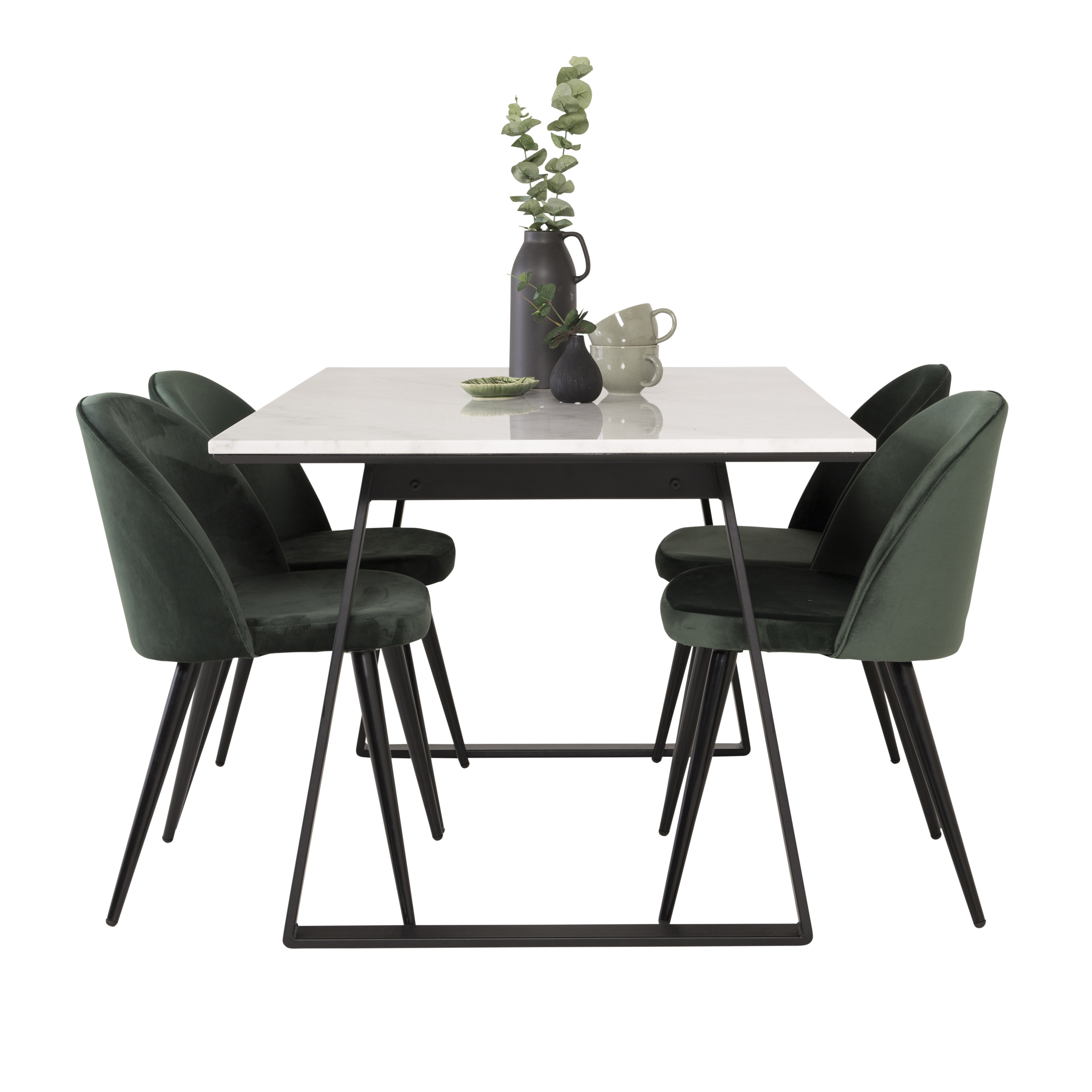 Spisegruppe Venture Home Estelle 140 med 4 Valentina Stoler Fløyel