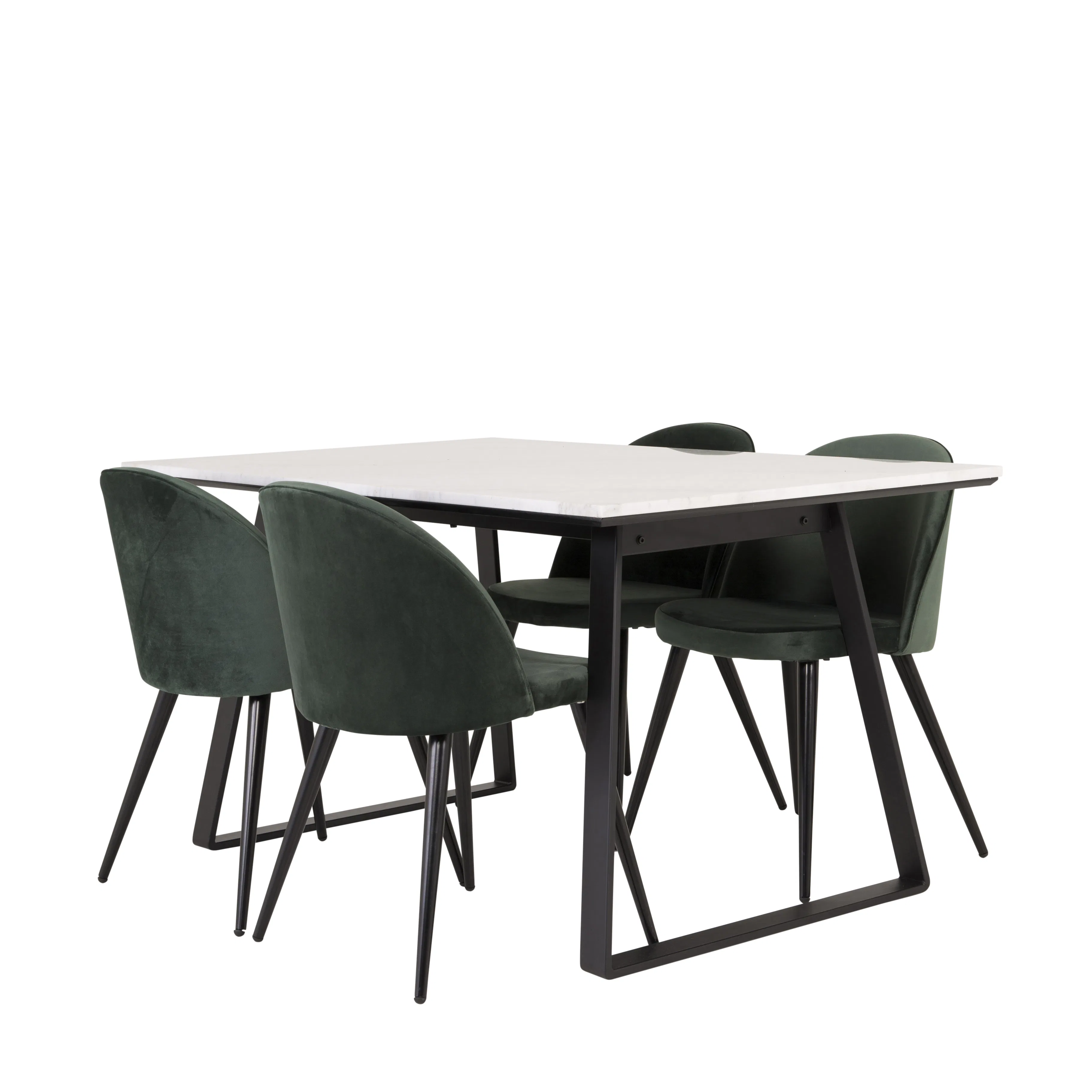 Spisegruppe Venture Home Estelle 140 med 4 Valentina Stoler Fløyel