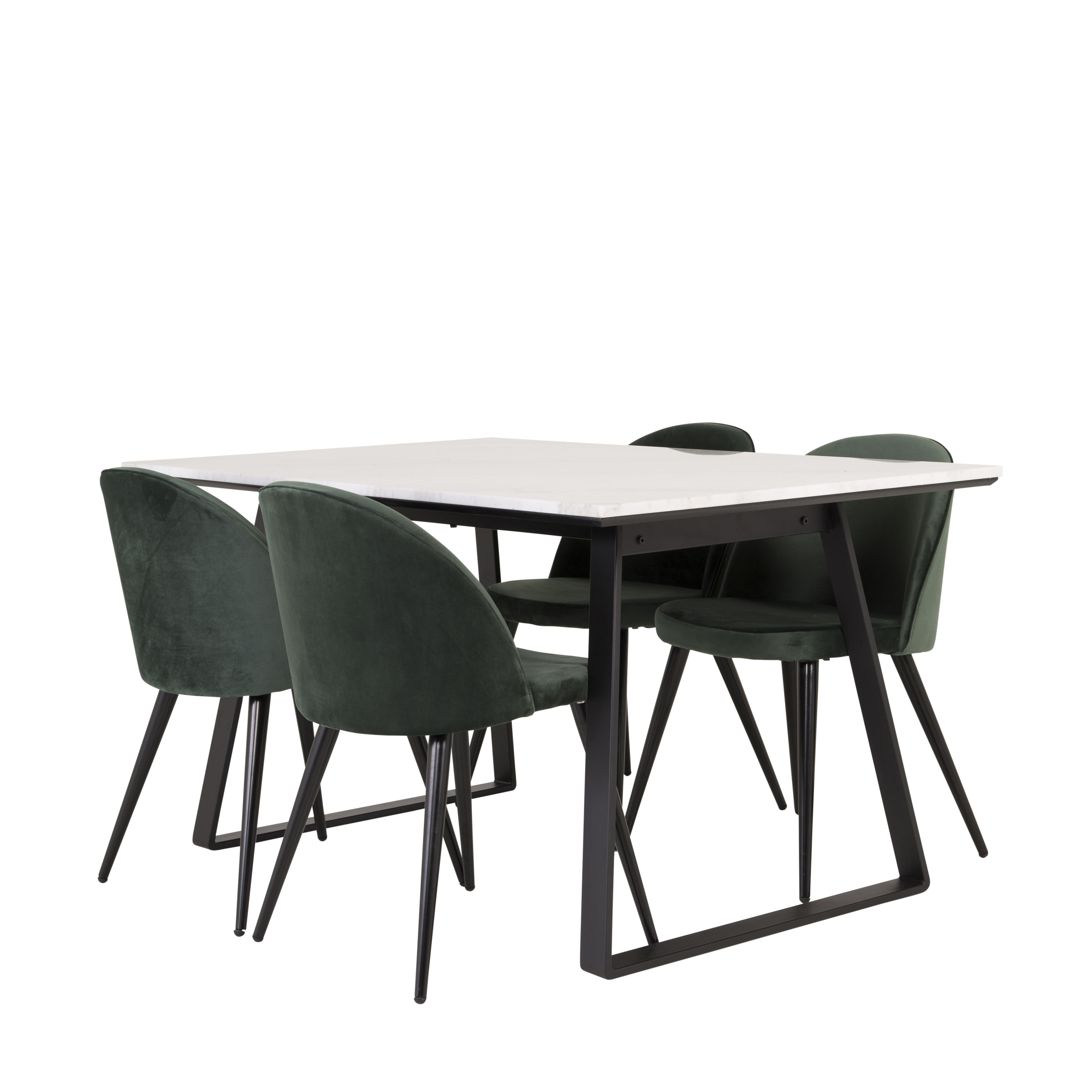 Spisegruppe Venture Home Estelle 140 med 4 Valentina Stoler Fløyel