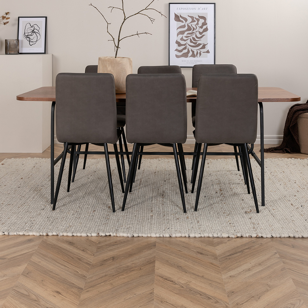 Spisegruppe Venture Home Chicago Spisebord og Walerina Spisestol Brun