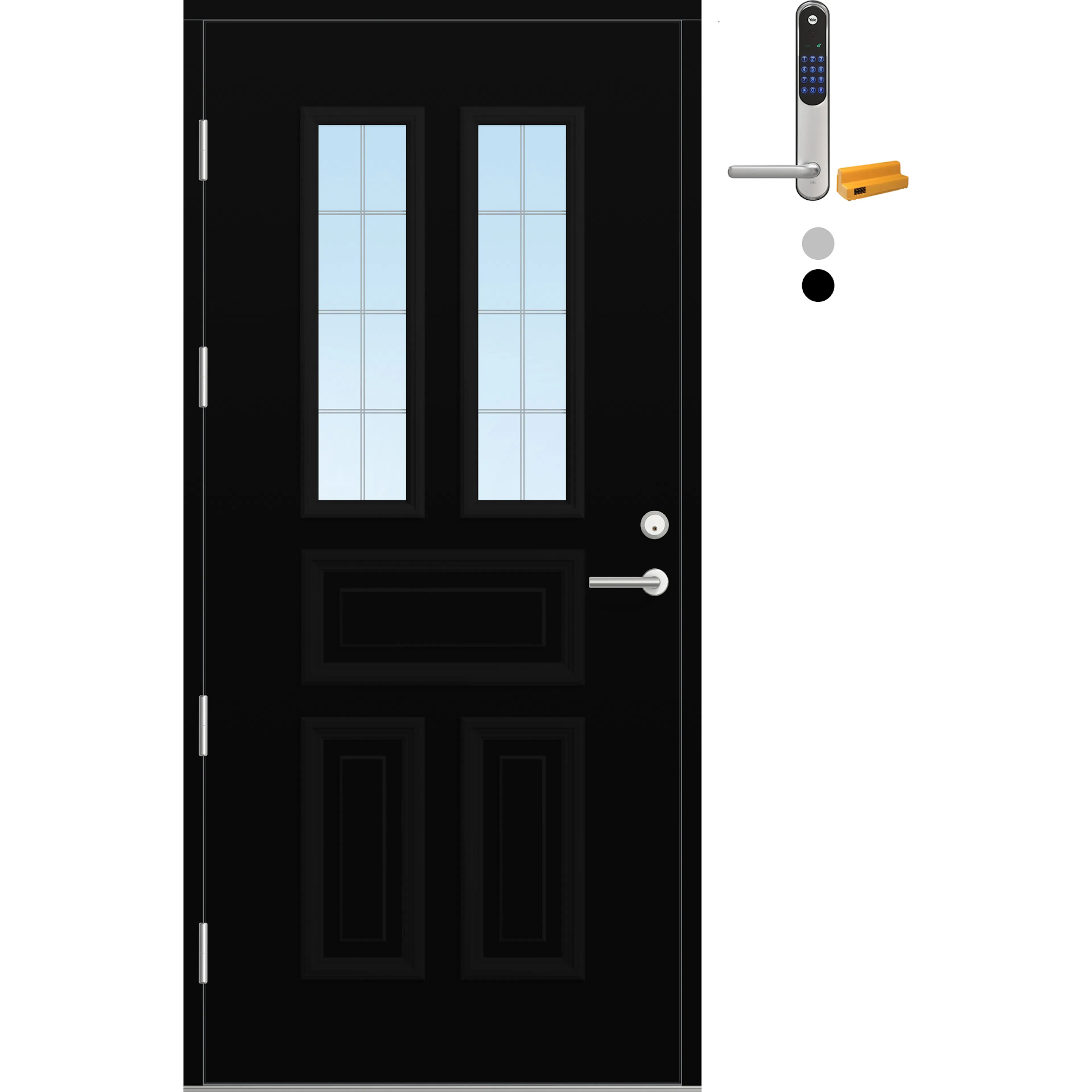 Ytterdør Bygg1 Fjord 04 Slipt Glass med Yale Doorman Classic Home