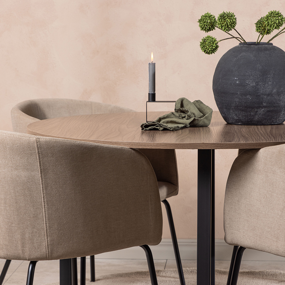 Spisegruppe Venture Home Durango Ø 120 cm med 4 Berit Stoler