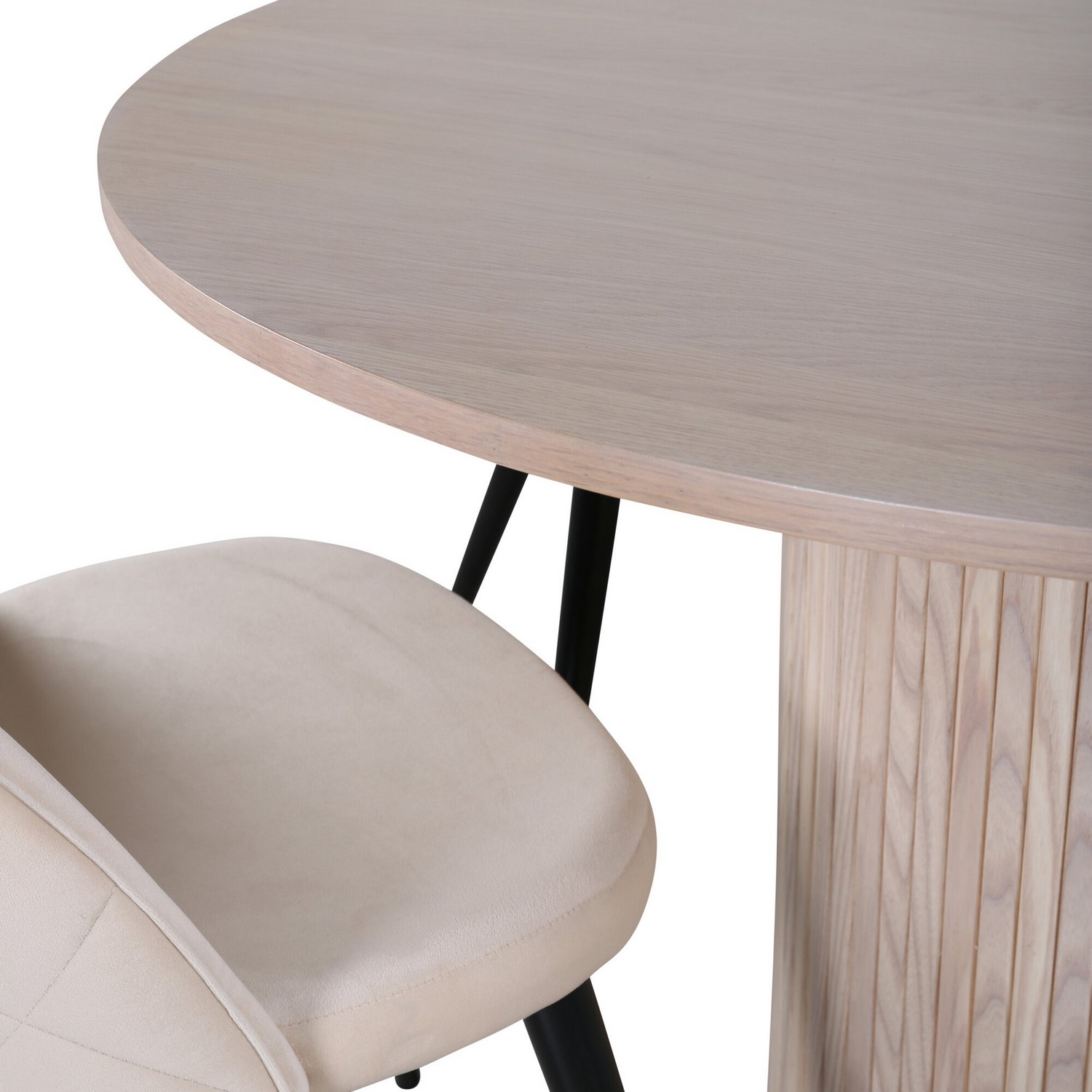 Spisegruppe Venture Home Bianca Rund med 4 Valentina Stitches Stoler Fløyel