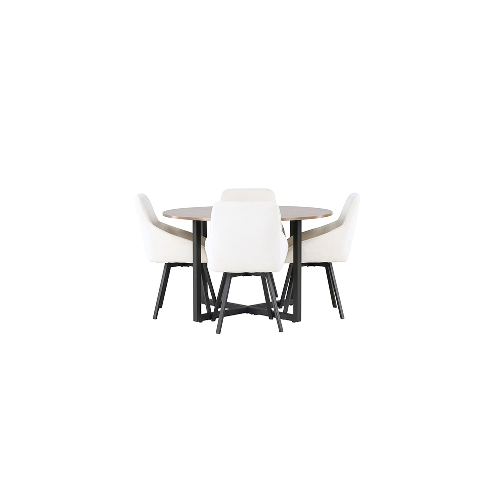 Spisegruppe Venture Home Durango Ø120 cm med 4 stk Rosie Stoler