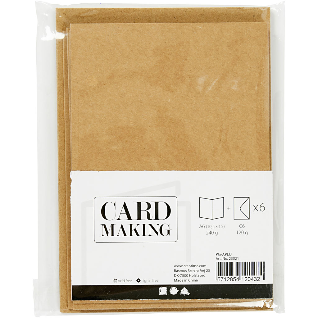 Kort Creativ Company og Konvolutt Kort str 10,5x15 cm Konvolutt str 11,5x16,5 cm 6 stk 1 Pk