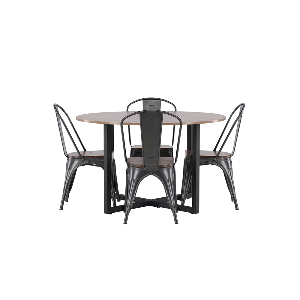 Spisegruppe Venture Home Durango Ø 120 cm med 4 Tempe Stoler