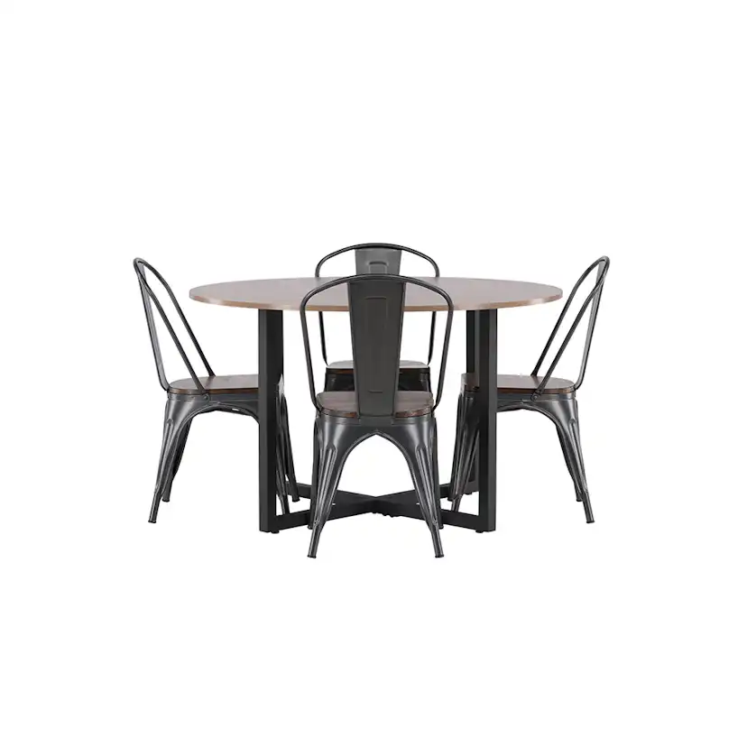 Spisegruppe Venture Home Durango Ø 120 cm med 4 Tempe Stoler