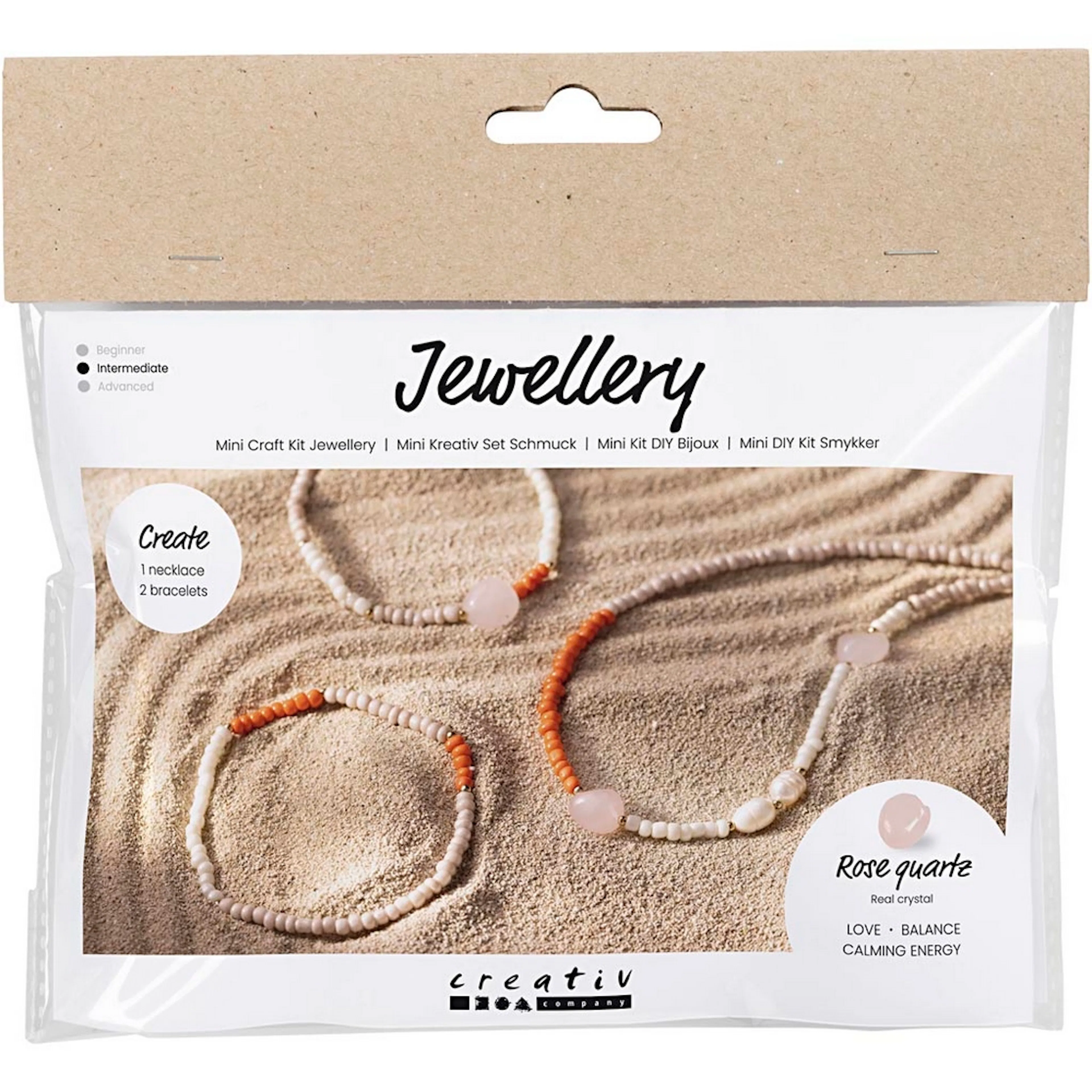 Hobbysett Creativ Company Mini DIY Kit Smykker Rosekvarts Halskjede og Armbånd