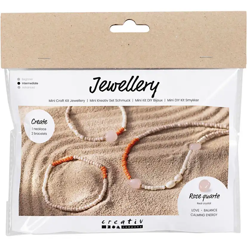 Hobbysett Creativ Company Mini DIY Kit Smykker Rosekvarts Halskjede og Armbånd