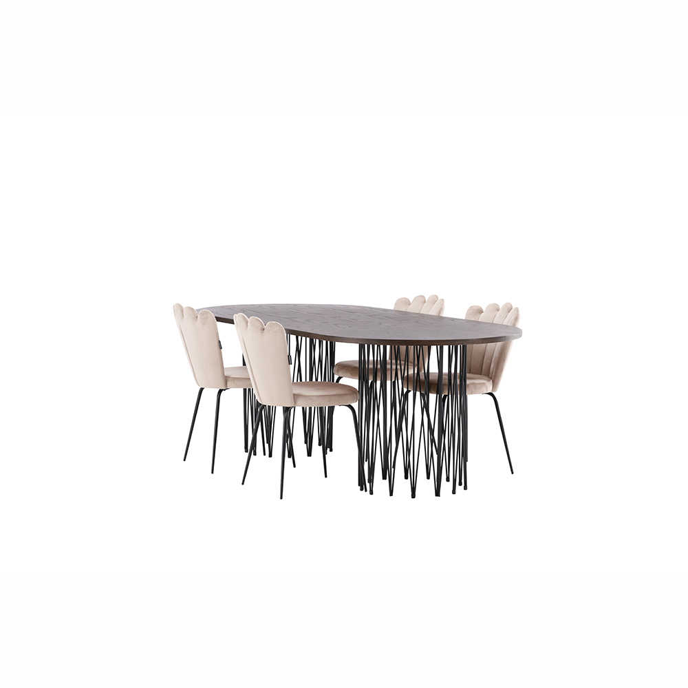 Spisegruppe furniture/fashion Stone med 4 Limhamn Light Stoler